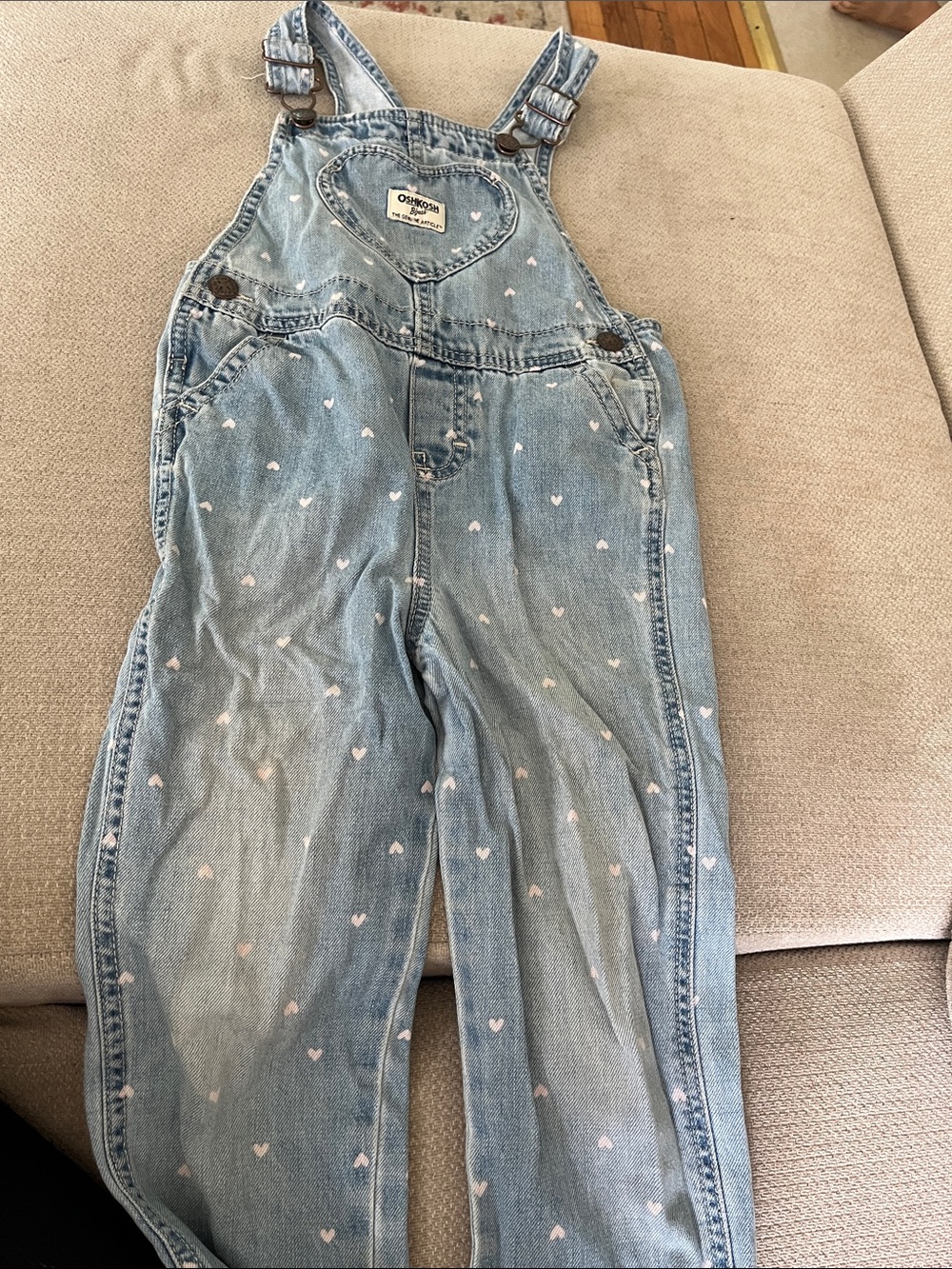 💙5 for $10💙 OshKosh B'gosh Light Blue Denim Heart-Print Girls Overalls 5t